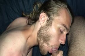 DUAL cum-shot On My hubby With Facial Cumshot And man-cream guzzle In couch