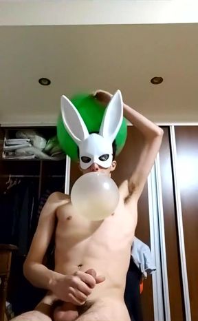 Bunny Looner Blowing up Big Balloons While Jerking off on Stream
