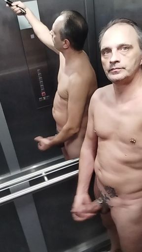 Naked and jerking off through the stairwell