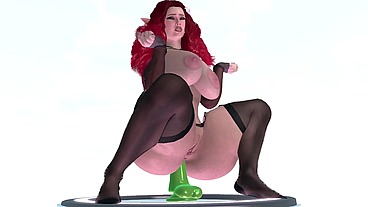 Super Thick Redhead Rides a Dildo - 3D Porn