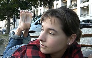 Sexy fetishist brunet amateur shows her feet