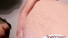 ”A bald ebony dude with a heavy shaft rubbing it til he cums”