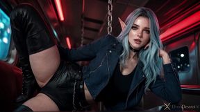 i fucked a blue-haired elf! she acted like a slut and bragged about her nose piercing!! i pounded her with my big cock right on the train, in front of other passengers...[ai]