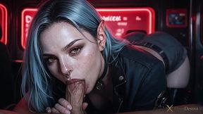 i fucked a blue-haired elf! she acted like a slut and bragged about her nose piercing!! i pounded her with my big cock right on the train, in front of other passengers...[ai]