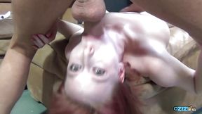 Redhead teabags then cums all over her face
