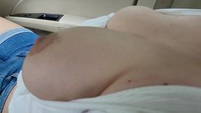 Random stranger with perfect big tits plays with me in the car