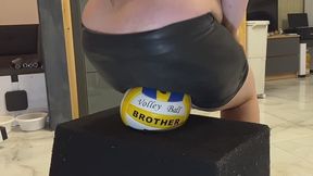 CR - Two VolleyBalls Destroyed by 115KG-250LB BBW Lucy in Leather Shorts!!