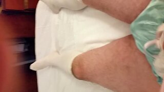 Sissy clit rub with cum all over my pink satin babydoll