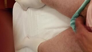 Sissy clit rub with cum all over my pink satin babydoll