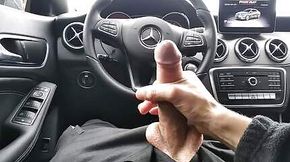 Jerking off my Big Fat Cock in the car, until I came in the parking lot