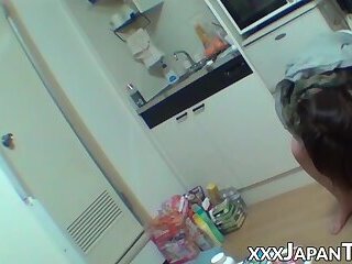 Japanese female toying her pussy all alone
