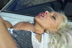 A Big Boobed Blonde French Bride Takes Dick in the Ass in the Car