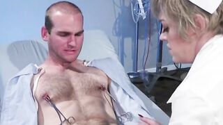 Huge tits nurse pegging strapped male
