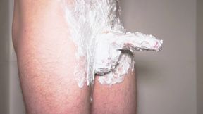 Shaving Cream Play in the shower with Uncut Readhead Cock