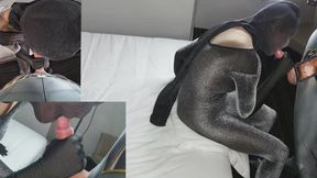 226 Nora Fox wearing lurex catsuit encasement and make sex