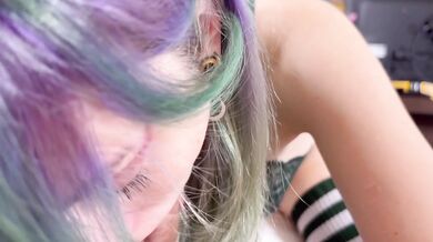 Alternative girl Luna rides my uncut cock and gets a huge facial reward