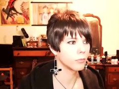 Short-Haired Crossdresser Cutie on Webcam