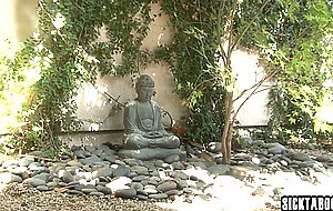 After meditation Sexy Asian teen Arial Rose sucked dirty stepdads big dick