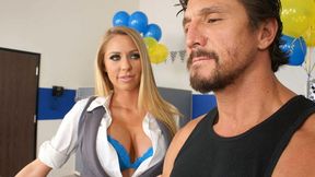 Spicy as hell blonde fucked in the garage by older man
