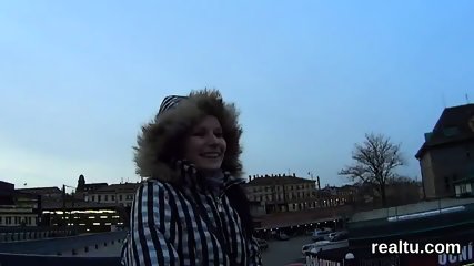 Perfect czech kitten is tempted in the shopping centre and rode in pov