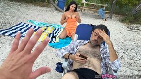 Latina teen Serena Santos gets banged on public beach