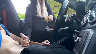 Dick Flash! I wait in the car jerking off at the gym door and a girl helps me cum in public after leaving the gym