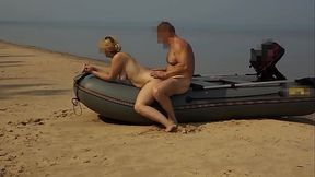 Hotwife with big butt gets fucked on beach