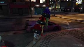 A gostosa e seus amigos pervertidos chamou  policiais de mais pra foder e comer o cuzinho da safada