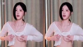 +BJ 韓晶 Exposed tits teasing guys high