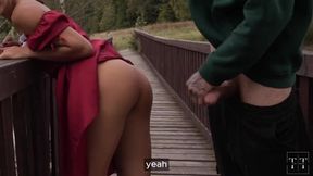 Jadilica's brother's friends ravage her small tits & mouth in a wild outdoor fuckfest