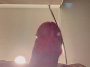 Sounding my big white cock with beaded rod