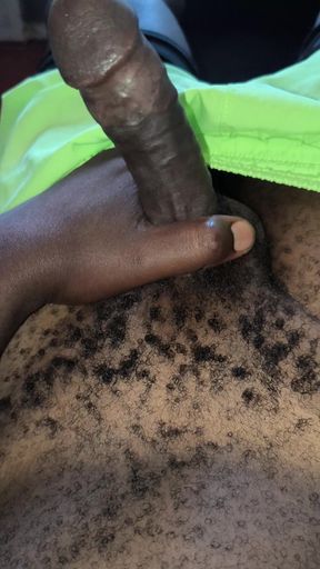 Solo Male Jerks His Black Dick and Cums