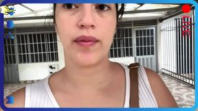 Live model proposes that they play with her if they find her bag &mdash;  happy stranger plays with her pussy