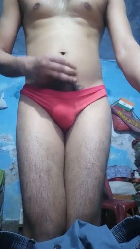 Horny Teen Femboy with Phimosis Dick Huge Cumshot While Wearing His Step Sister&#039;s Panties