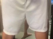 Jerking off in mirror.