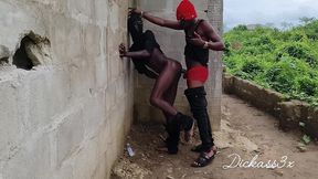 dickass3x with his ebony slime waist outside uncompleted building banging his creamy bussy on the wall