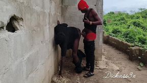 dickass3x with his ebony slime waist outside uncompleted building banging his creamy bussy on the wall