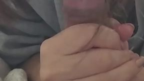 Horny Japanese couple enjoys a relaxing blowjob at home