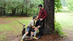 Lumberjack fucking with two hunks