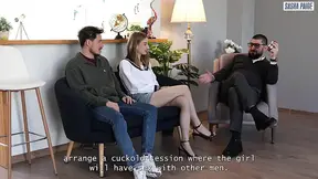 Young Hot Wife Gets Fucked in the Ass by Two Guys with Huge Cocks in Front of Her Cuckold Boy!