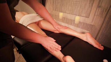 Married Slut Deepthroats Masseur Takes Huge Load in Mouth and Across Face!