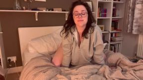 Brunette girl gushing creamy mess while fucking shaved pussy with dildo