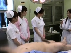 Naughty Japanese nurses satisfy their wild desire for cock