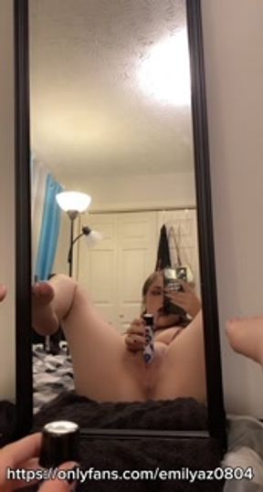 teen girl plays with pussy in the mirror after school | emilyannebunny