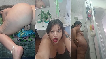 me masturbei gostoso de 4 e fui pro chuveiro fazer um showzinho particular