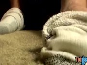 Thug twink Ajax shows off shoes before masturbation cumshot