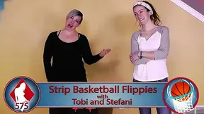 Tobi and Stefanie play lesbian basketball flip cup
