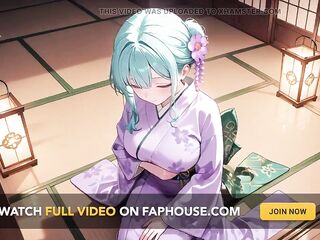 Purple Kimono Goddess! Can't Handle the Wetness Underneath the Red Torii Gate