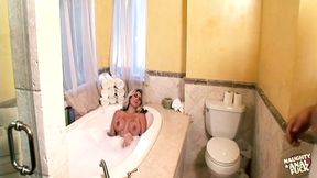 Reluctant BF shares his busty blonde GF for intense DP threesome