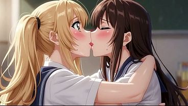 Naughty College Lesbians: Plaid Skirts, Tit Play &amp_ Classroom Pussy Licking AI Generated